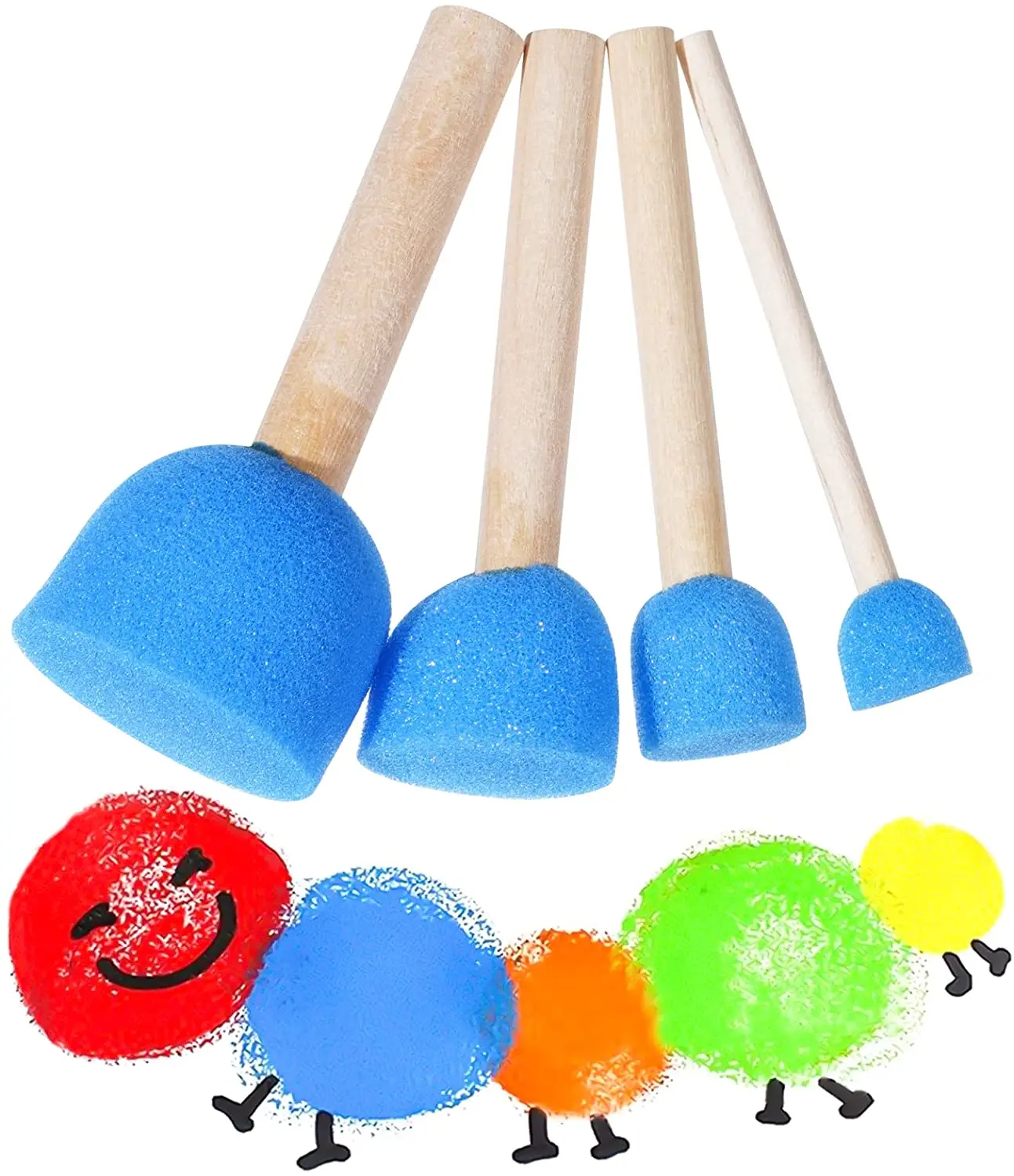 20 Pcs Set di pennelli per spugne rotonde strumenti di pittura per bambini-Pistha  Sponge pittura Set di strumenti di pittura fai da te In 4 dimensioni per  bambini