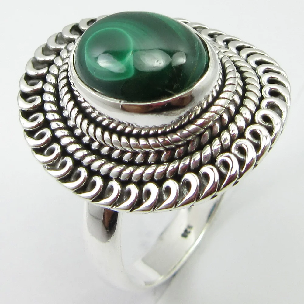 

Green Malachite Ring Sz 9 7.5 Grams Solid Silver Women's Jewelry Unique Designed