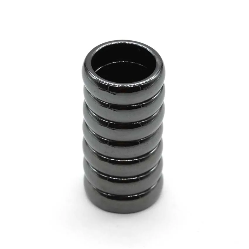 Ring Set 5pcs Natural Black Hematite Magnetic Healing Ring 6mm Band Sizes 5 Through 12 Men Womens Jewelry