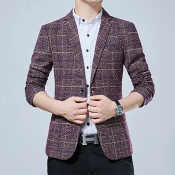 

Grid Men Suit Slim Fit Autumn Han Male Check Pattern Big Code Small Suit Chao Leisure Single West