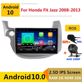 شراءالروبوت 10 مشغل أسطوانات للسيارة مشغل وسائط متعددة GPS ل Honda Jazz Fit 2 GG 2008 09 2010 2011 2012 2013 الصوت راديو تلقائي ستيريو والملاحة