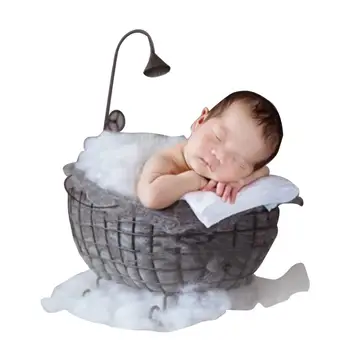 

100% High Quality Newborn Baby Basket Photography Bed Month Bath Photography Furniture Small Bathtub Props