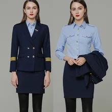 

light Attendant Uniform Female Student Interview Art Examination Clothing Stewardess Uniform Business Suit Hotel Overalls Female