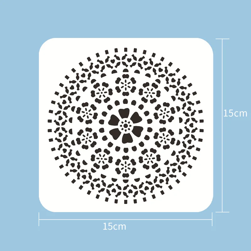 16 개/대 15*15cm 만다라 기하학 DIY 겹쳐 스텐실 벽화 스크랩북 색소 엠보싱 앨범 장식 템플릿