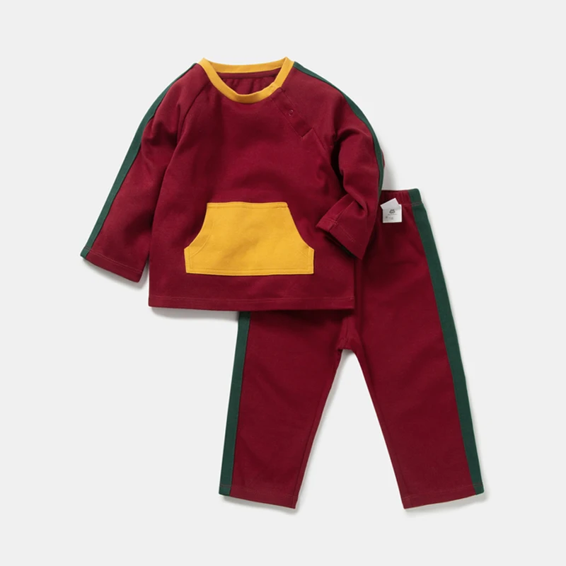 Minibalabala/одежда с длинными рукавами для малышей; костюм; коллекция года; сезон осень; Новинка; спортивная одежда для маленьких девочек и мальчиков; популярный цветной костюм из двух предметов - Цвет: red