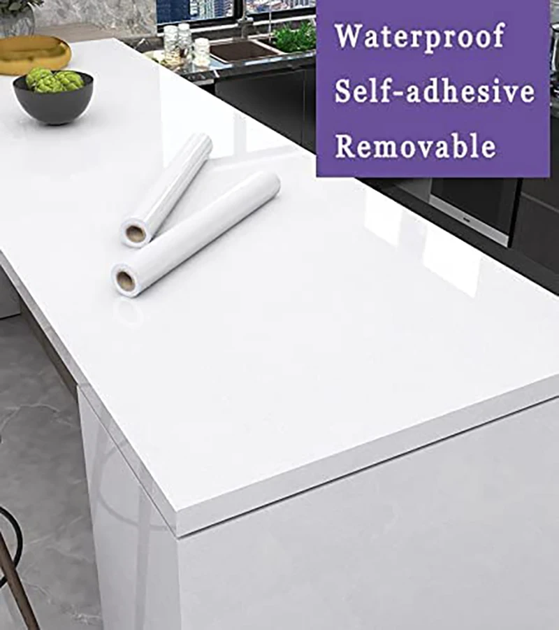 Glossy White Marble Contact Paper for Countertops Peel and Stick Waterproof Wallpaper Decor Kitchen Cabinets Self-Adhesive Paper safe memo holder spike stick for bill receipt note paper order office hotel desk