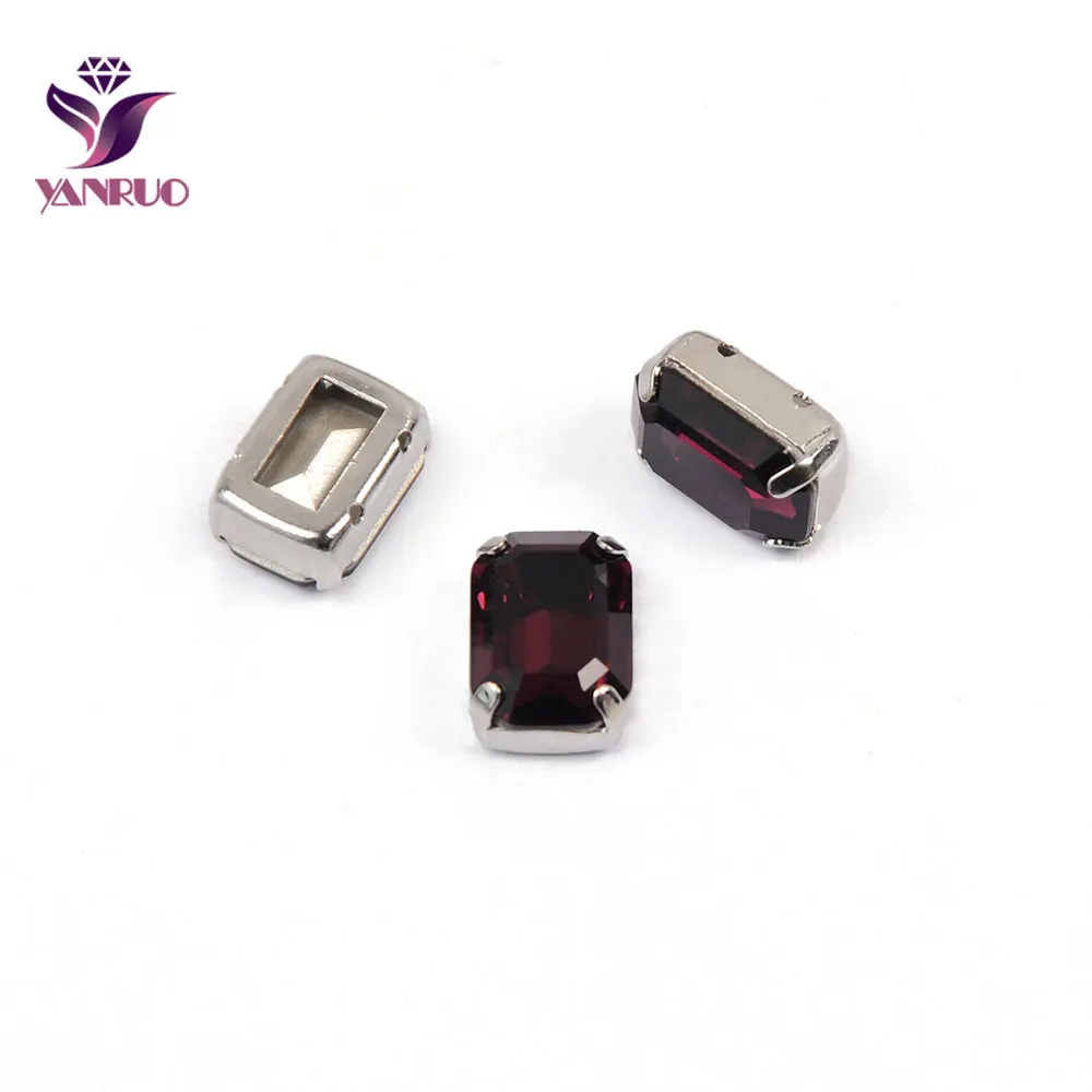 YANRUO 4610 Восьмиугольные Швейные Стразы Хрустальные стеклянные камни заостренные сзади пришитые стразы аппликации для платьев - Цвет: Amethyst