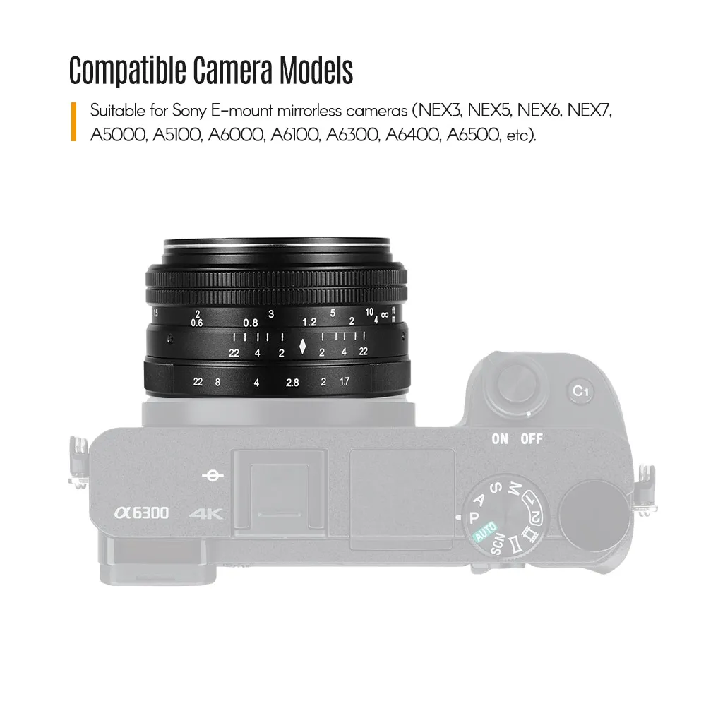35 мм f/1,7 APS-C камера объектив для Sony E Mount объектив с ручной фокусировкой беззеркальных объектив с фиксированным фокусным расстоянием большой диафрагмой для фотографии