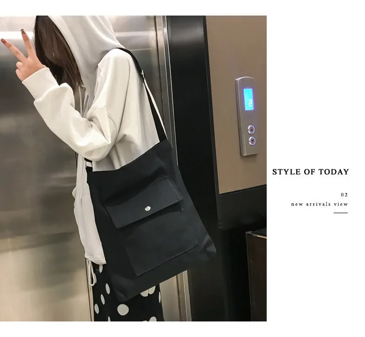 Pure Pigment Bag Wholesale Korean-style Canvas Beach Bag Women's Shoulder Large Bag College Student School Bag
