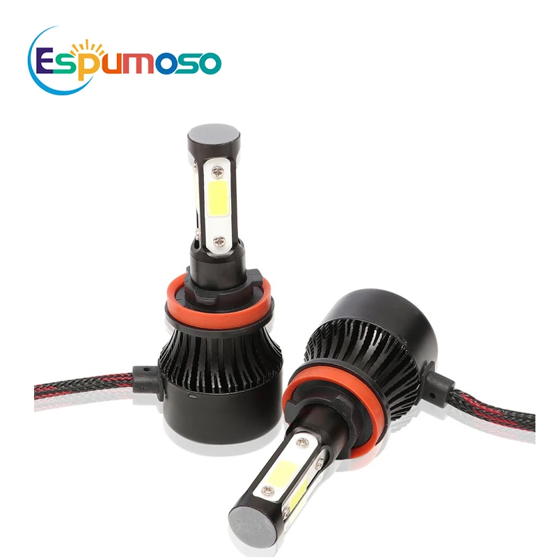 

2PCS 4 Sides COB Led Headlight H1 H3 H4 H7 H11 HB4 880 9005 9006 Auto Led Bulb For Hyundai Sonata Creta Accent Tucson i30 i40 So