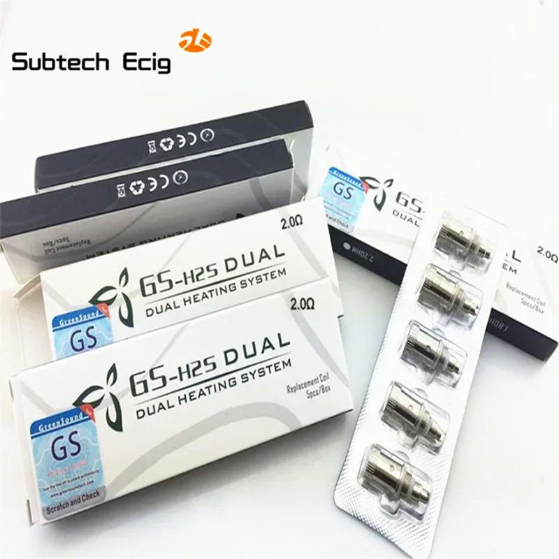 

5 Pcs GS H2s Electronic Cigarette Replacement Atomizer Dual Coil Updated Vaporizer Coil H2, mt3s,t3s,t3d,H2S/GS Vcore3
