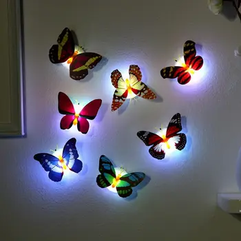 

LED Night Light Colorful Butterfly Beautiful Wall Night Lights 3D Wall Sticker Color Random For Home Bedroom Decorative