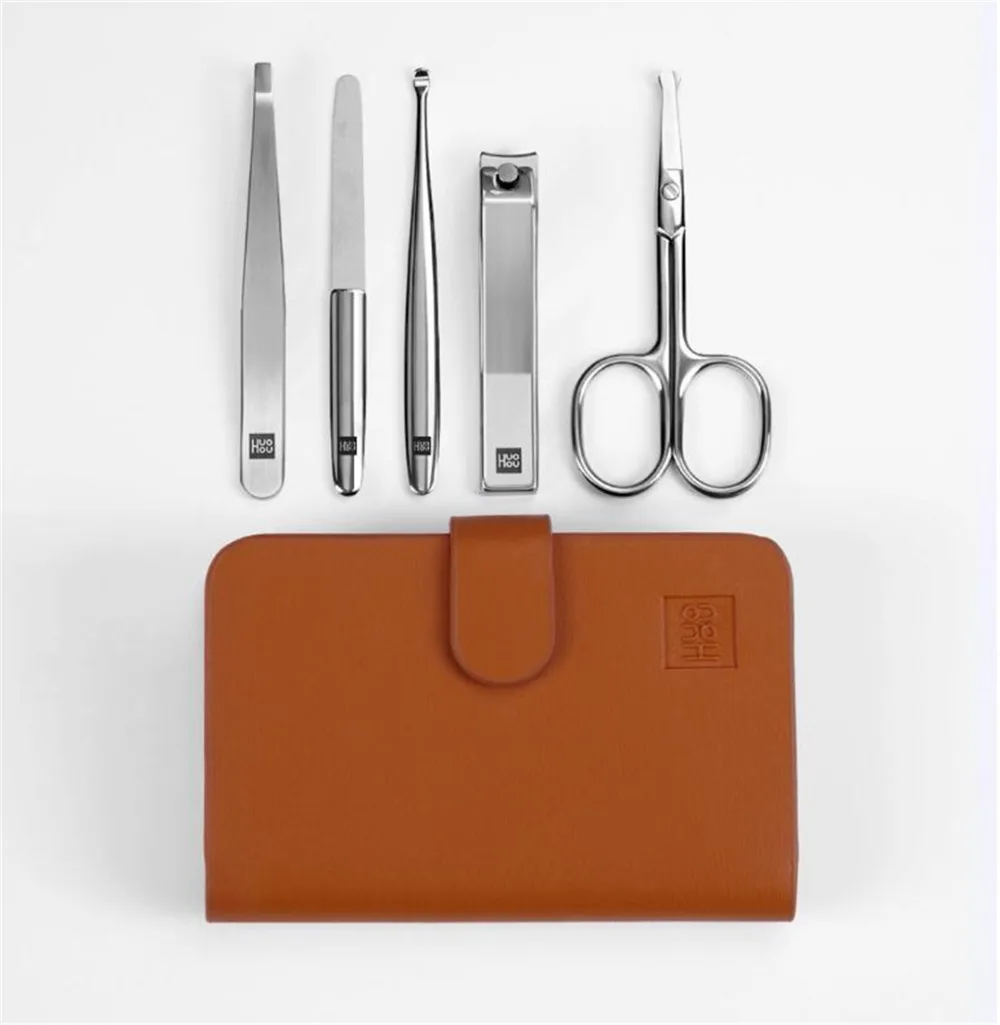 Newest Xiaomi Huohou 5pcs Nail Clippers Nose Hair Trimmer Portable Travel Hygiene Kit Stainless Steel Nail Cutter Tool Set (1)