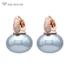S & Z DESIGN nouvelle mode pain rond grande perle boucles d'oreilles pour les femmes bijoux de mariage cadeau tempérament cubique zircone Eardrop