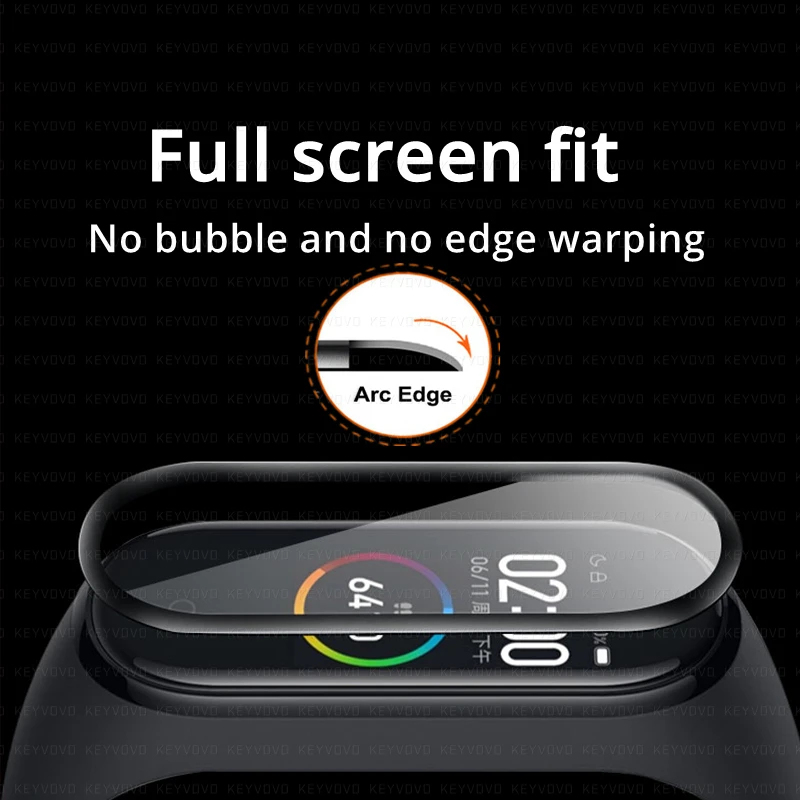 9D Protective Film Glass for Xiaomi Mi band 4 5 6 Full Cover for Mi band5 Smart Watchband Soft Screen Protector For Mi Band Case