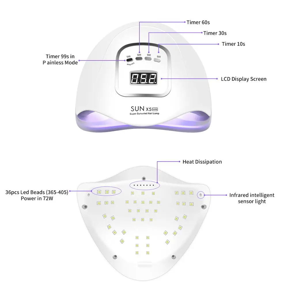  80W Nail Dryer For Nail LED UV Lamp 80W uv light Lamp For Manicure LCD Display Drying All Gels Nail