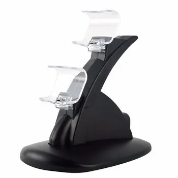 

Blue/Red Light Dual USB Charger LED Station Dock Fast Charging Stand For Sony PS4 Controller