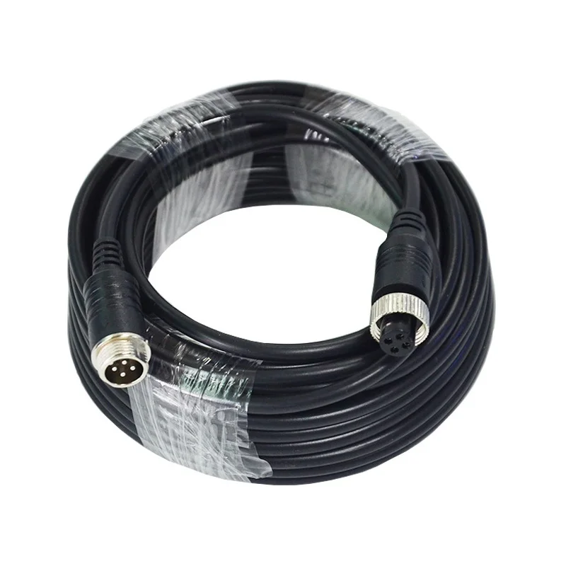 4-Pin Aviation Video Extension Cable 5M 15M for Truck Bus Monitor and Rear View Camera Connection