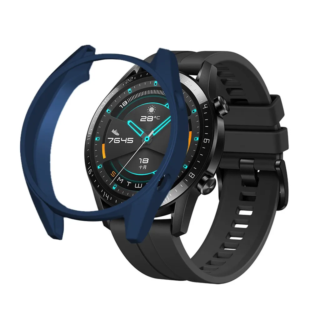 Blue 45# чехол для часов huawei Watch GT 2 46 мм чехол из мягкого ТПУ защитный чехол для часов защитная рамка для huawei GT 2 46 мм - Цвет: Blue