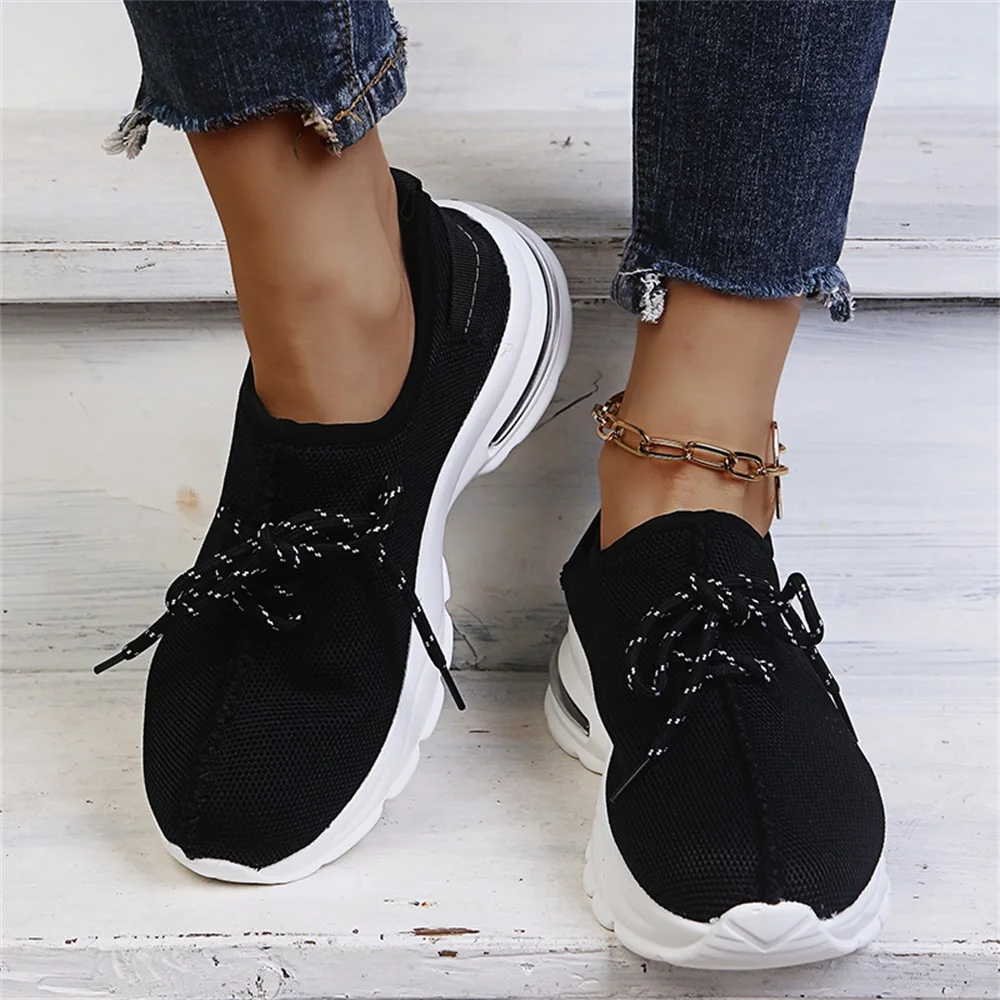 Spring Fashion Sneakers New Leopard Mesh Breathable Ladies Lace Up Casual Shoes Outdoor Running Walking Jump Loafers - Women's Vulcanize Shoes -