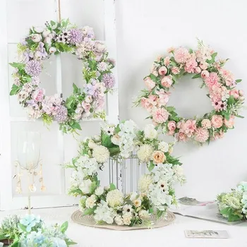 

Artificial Wreaths Silk Peony Flowers Simulation Garland Rattan Wreath Xmas Wedding Decor For Door Wreaths Silk Peony Flowers
