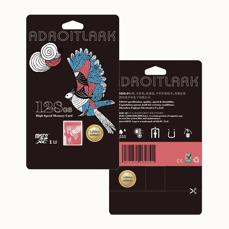 ADROITLARK Micro SD карта 64 Гб U3 класс 10 TF карта 128 ГБ для телефонов/ноутбуков/планшетов/смарт-часов