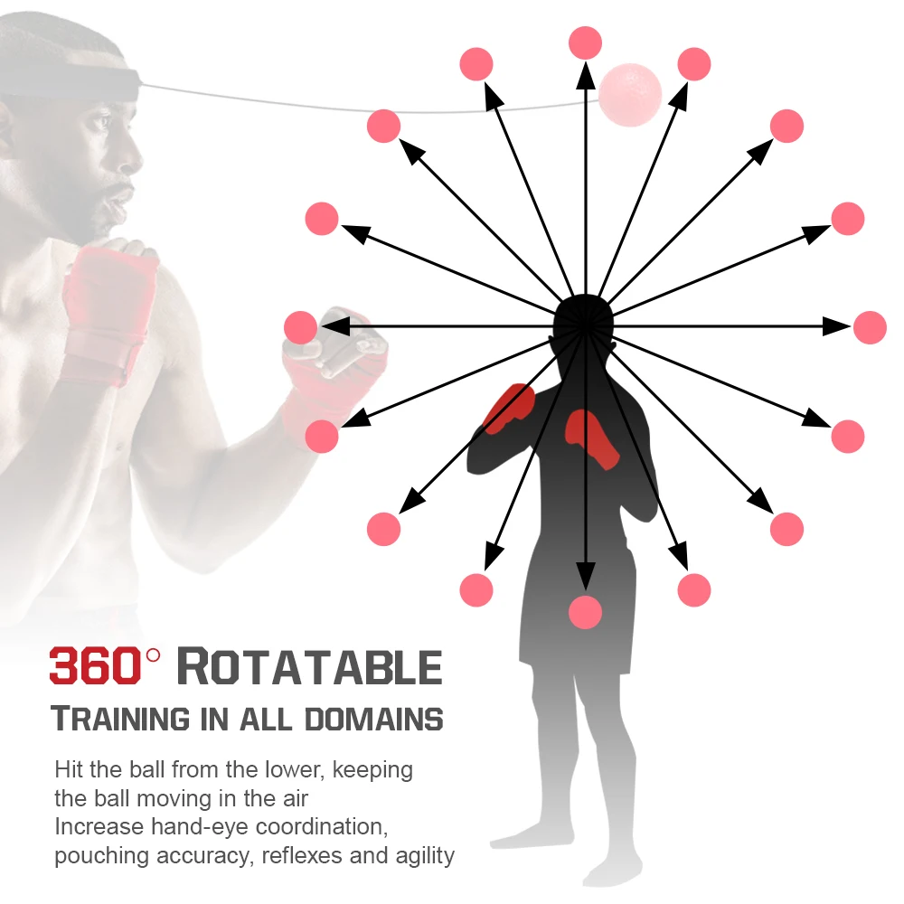 Boxing Reflex Ball Set 3 Level Punching Training Balls with Silicone Fitness Headband Force Hand Eye Training Set Stress Gym