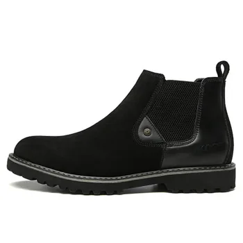 

Vintage Fashion Men's Suede Leather Chelsea Boots Rivets Casual Wear-Resistant Ankle Boot Spring/Autumn Round Toe Sewing Loafers