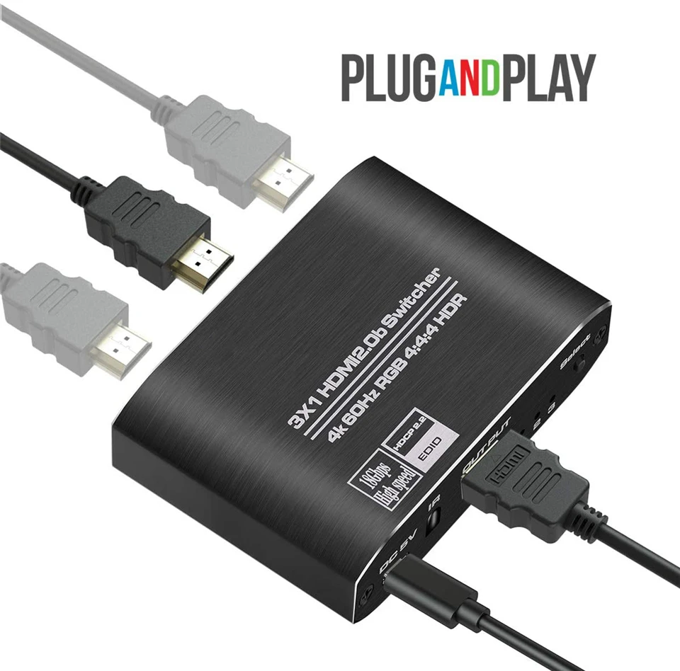 2026 Best 4K 60Hz Mini 3 Port HDMI Switch 2.0 4K Switcher HDMI Splitter 1080P HD