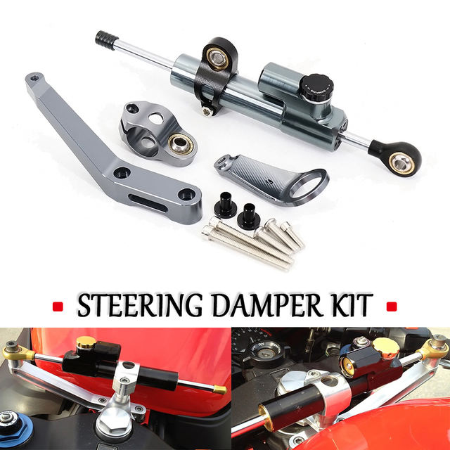 CNC Motorcycle Stabilizer Steering Damper Mounting Bracket Support Kit