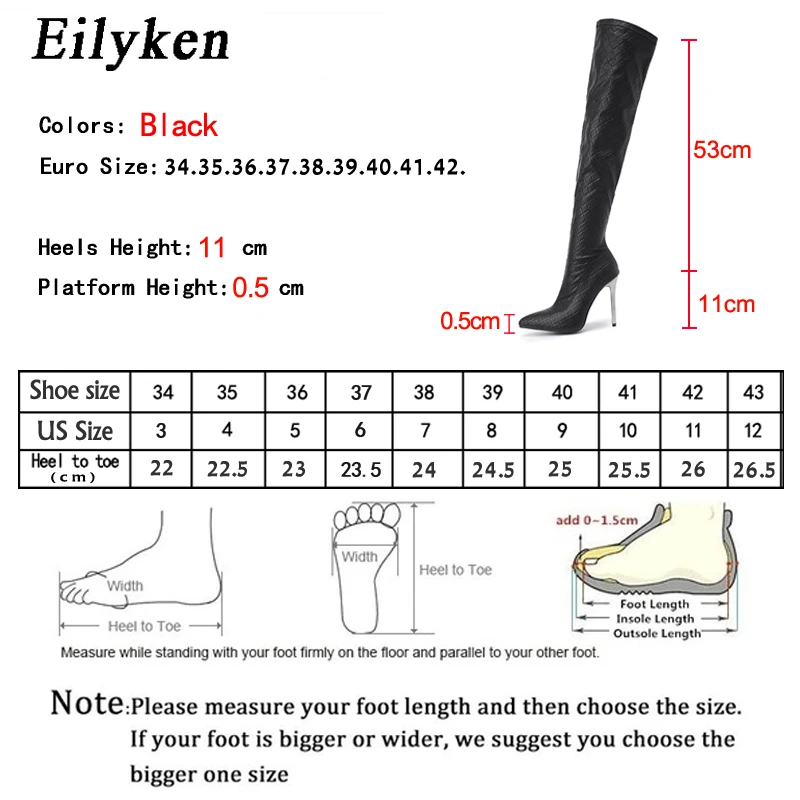 Eilyken Sexy Over The Knee Boots Women Thin Heels Pointed Toe Zipper Thigh High Booties Winter Nightclub Party Stripper Shoes,women high heel boots