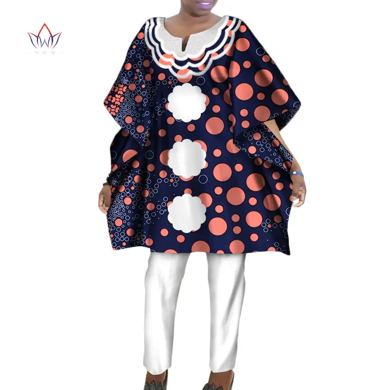 Новые модные комплекты из 2 предметов женские костюмы Дашики Элегантный комплект для женщин брюки и халат высшего размера плюс африканская одежда WY387