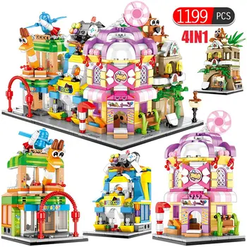 

DIY Candy House Game Machine Toy Store Model Building Blocks for City Street View Gifts Bricks Education Toys for Girls