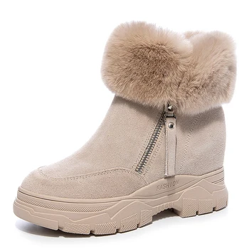 

Genuine Leather Snow Boots Women's Winter Footwear Platform Shoes Women's Ankle Boots Ladies Bottine Femme Wedge Shoes Woman New