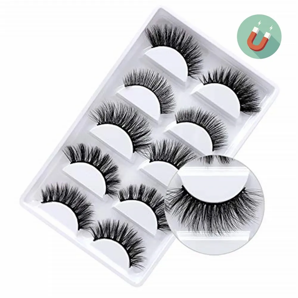 

Kit Mixed Long Lasting Quick-drying Eye Makeup Tools 5 Pair Magnetic False Eyelashes Lashes With Magnetic Liquid Eyeliner