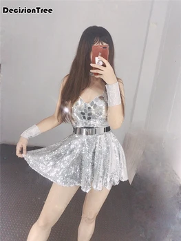 

2020 jazz dance costumes nightclub bar ds costume sexy female singer dj sparkling suits rave clothes pole dance clothing dress