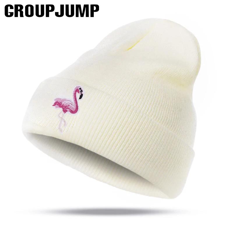 Модные вязаные облегающие шапки GROUP JUMP для дам Зимние женские с рисунком вязаная