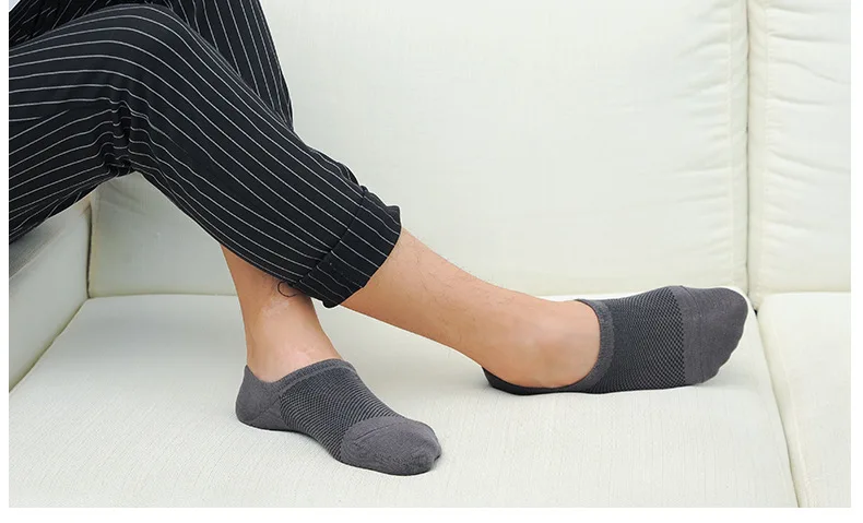 10 Paare/los Bambus Faser männer Boot Socken Schwarz Business Männlich Mesh Atmungsaktive Sommer Männer Socken Hohe Qualität – Detail 6
