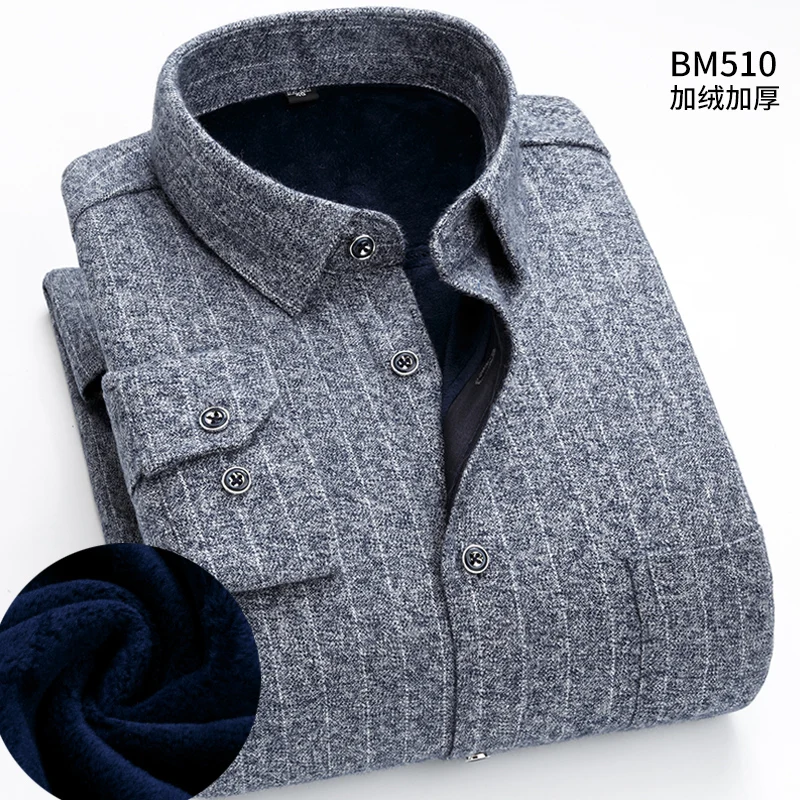 BM510 Горячая Распродажа плюс-размер 5XL 6XL 7XL 8XL Печать плед тайч Теплая мужская рубашка с пухом высокое качество Мягкая красная синяя одежда для зрелых - Цвет: BM510