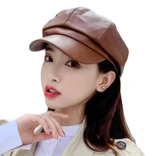 BINGYUANHAOXUAN Винтажный однотонный весенне-осенний полиуретановый берет Повседневная Корейская версия женская шапка для взрослых