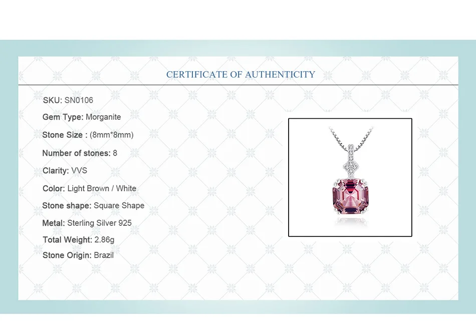 S925 Sterling Silver Necklace Set Morgan Stone Women Gemstone Pendant Necklace Jewelry For Women Girls Gift