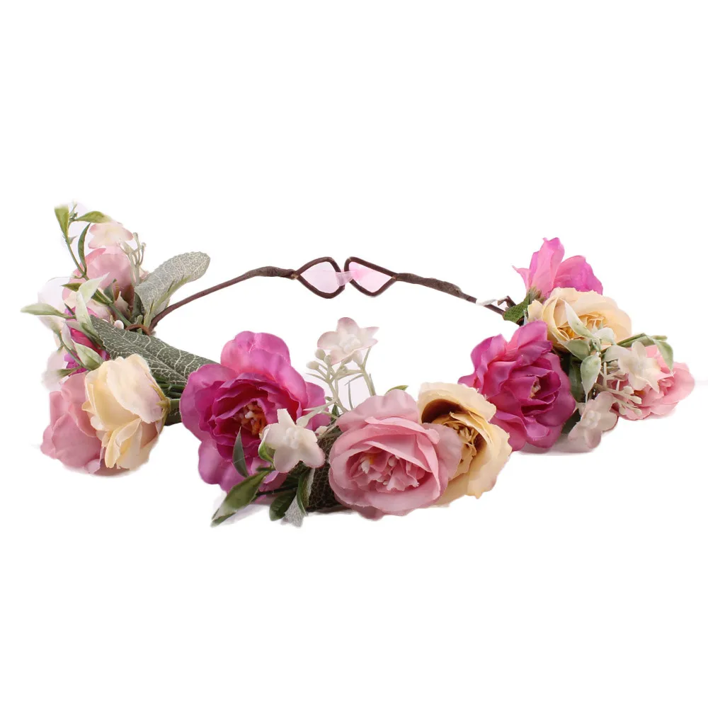 Baby Headband Fashion Baby Kids Handmade Rose Flower Headband Hairband Wreath Flower Girls Turban Hair Accessories