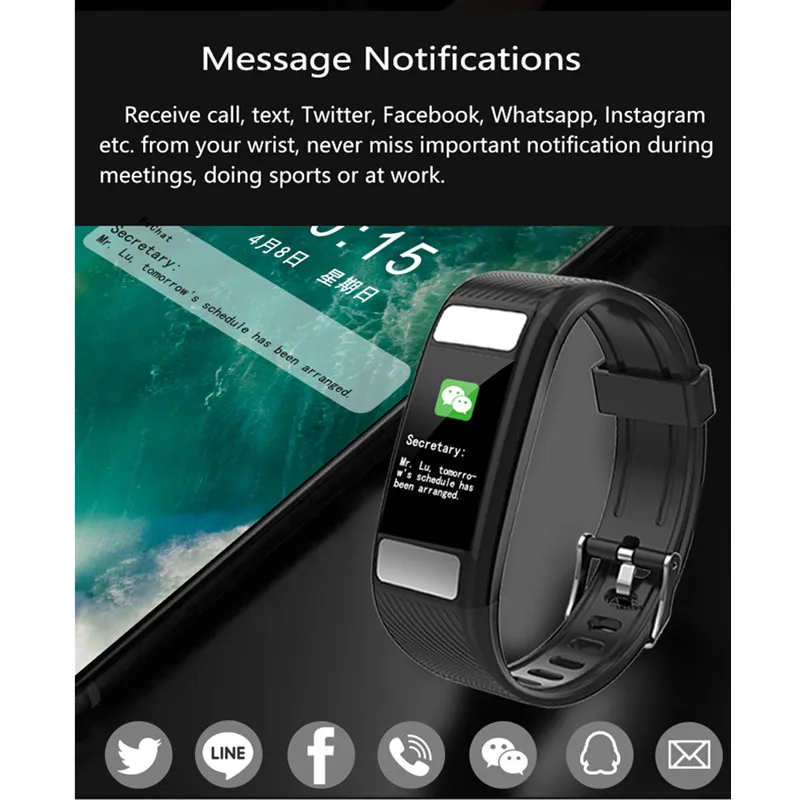 ONEVAN 0.96 inch Smart Bracelet Body Fat Heart Rate Monitor Mutil-Sport Mode Waterproof Men Fitness Band Women Sport Wristband