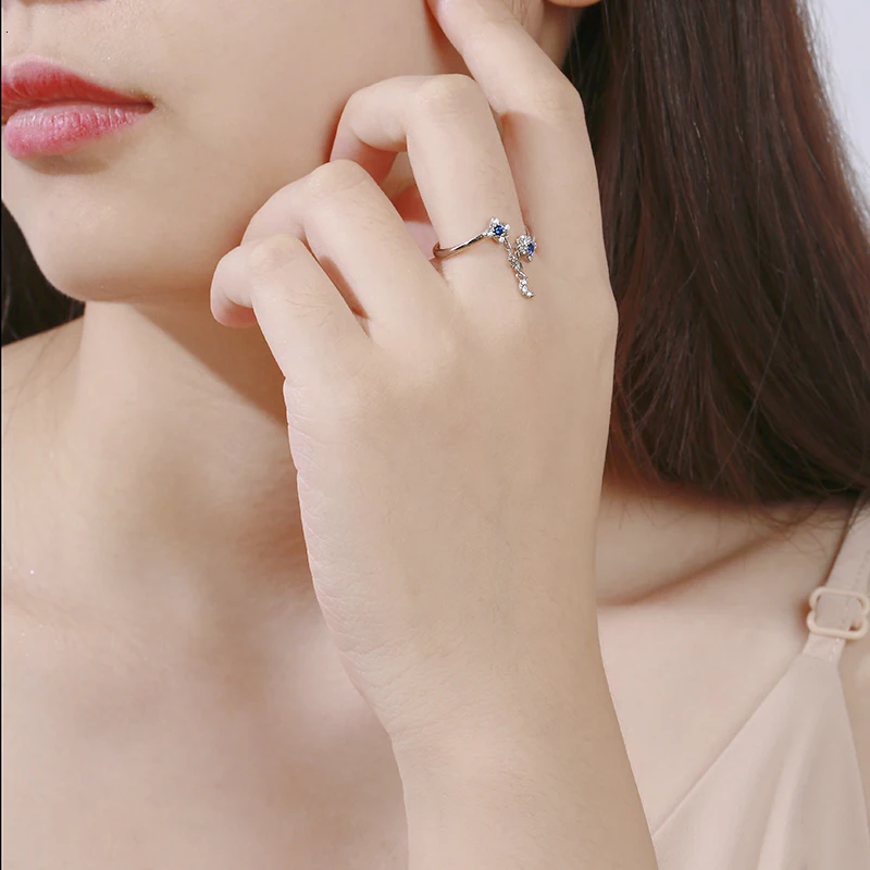 hot Flower Adjustable rings 925 sterling silver with zircon luxury jewelry fashion rings for women Girl wedding anniversary gift