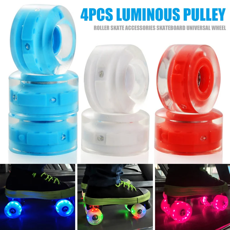 4pcs Roller Skates Light Up Wheels Replacement Skating Accessories 80mm Red 
