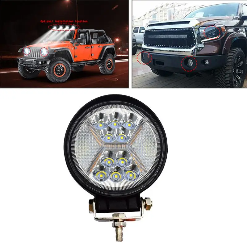 

117W Round Work Light Spotlight Lamp Bar Car SUV Off-Road Driving Lamps