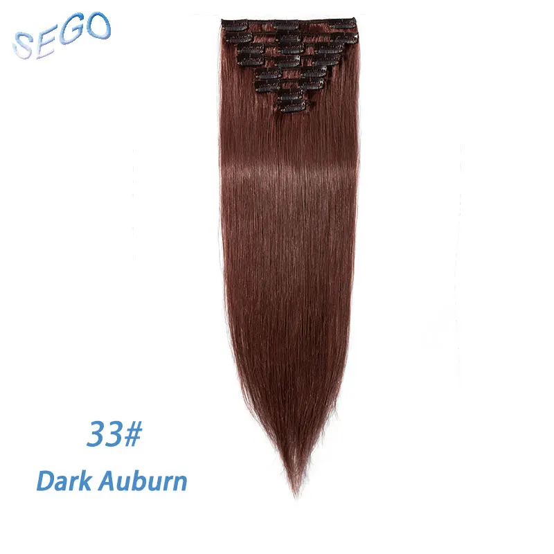 #33 SEGO 1"-24" 55-80 г, Пряди человеческих волос для наращивания Remy волосы цвета блонд для наращивания 8 шт./компл. бразильские натуральные волосы прямые волосы на заколках - Цвет: #33