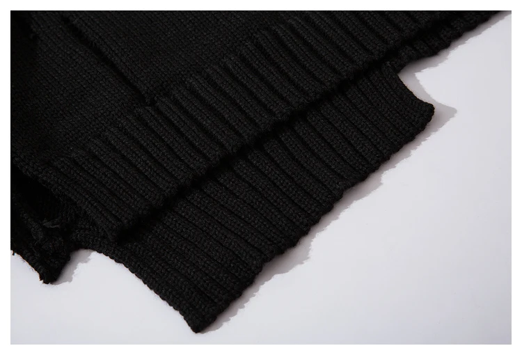 personality dark style hollow sweater men casual irregular split hole mens sweaters harajuku pullover men hip hop loose jumper