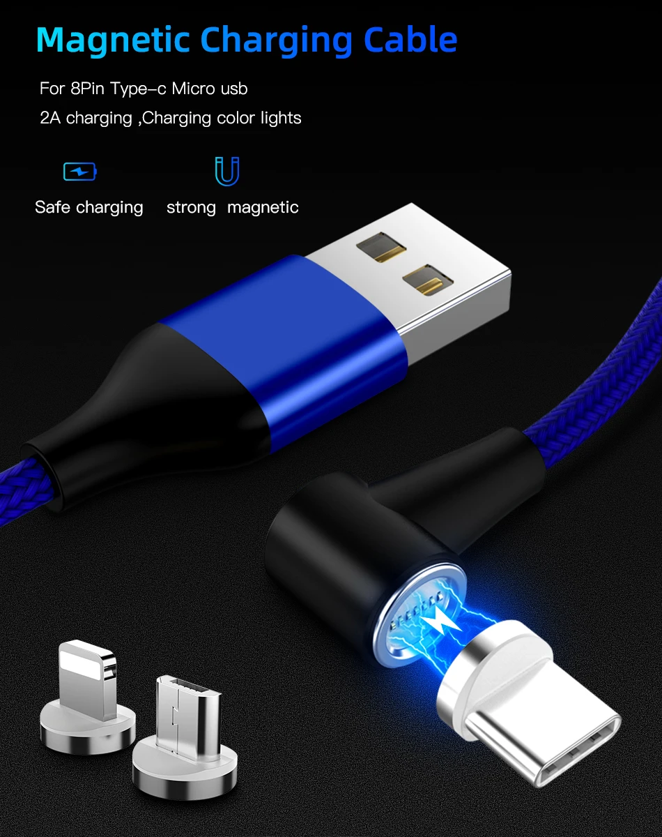 Магнитный кабель Micro usb Тип C 8 Pin адаптер быстрой зарядки телефона Microusb Тип-C магнит Зарядное устройство usb c для iphone samsung xiaomi