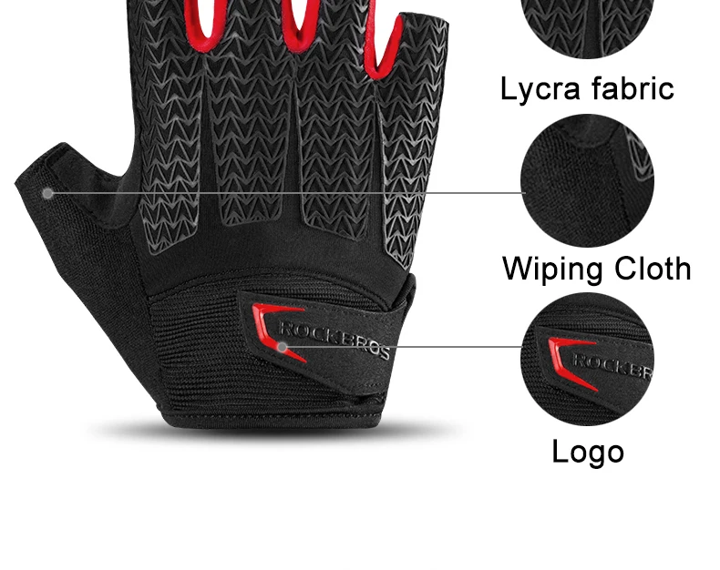 ROCKBROS дышащие велосипедные перчатки с полупальцами, гелевая накладка, противоударные перчатки для горного велосипеда, противоскользящие износостойкие велосипедные перчатки